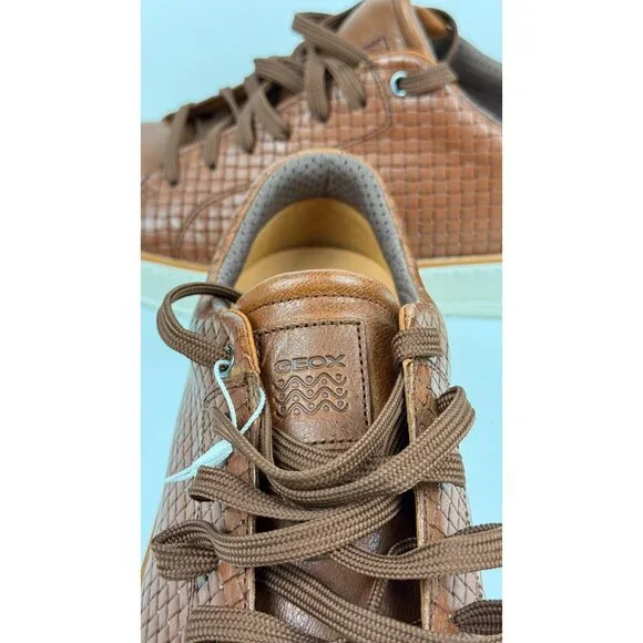 Geox Men's Ariam C Woven PR. Buff Brown Cotto Leather Sneaker U925QC_06R1J Sz 12 - Picture 8 of 11